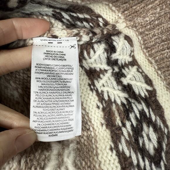 NWT Polo Ralph Lauren Women's Size XL Intarsia Shawl Fringe Alpaca Wool Cardigan - Picture 8 of 10